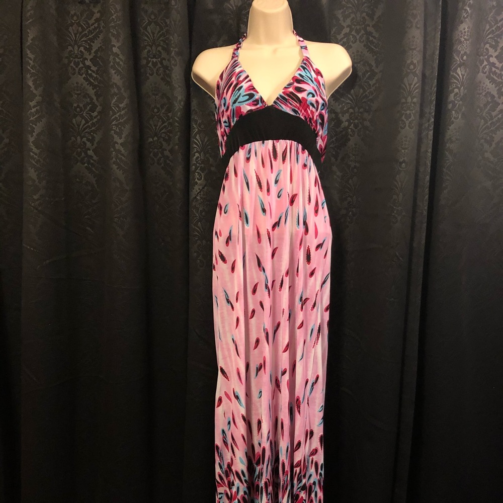 New Pink Black Blue Red Halter Maxi Dress Size Large